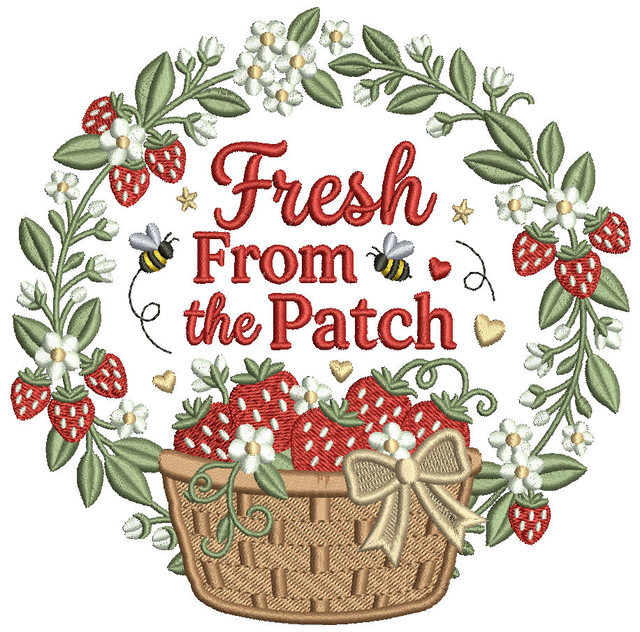 Strawberries Fresh From Tea Patch Filled Machine Embroidery Design Digitized Pattern