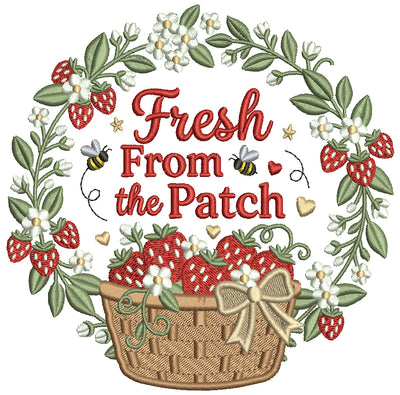 Strawberries Fresh From Tea Patch Filled Machine Embroidery Design Digitized Pattern
