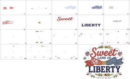 Sweet Land Of Liberty Home Of The Free Patriotic 4th Of July Independence Day Filled Machine Embroidery Design Digitized Pattern