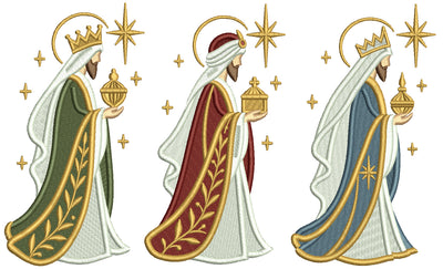Three Wise Men Nativity Scene Machine Embroidery Design - Filled Pattern