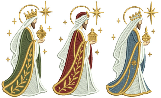 Three Wise Men Nativity Scene Machine Embroidery Design - Filled Pattern