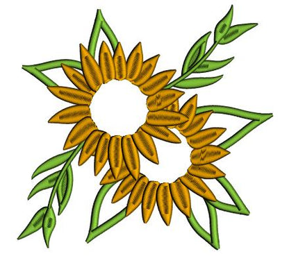 Two Sunflowers Applique Machine Embroidery Design Digitized Pattern