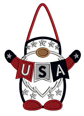 USA Patriotic Gnome 4th of July Independence Day Applique Machine Embroidery Design Digitized Pattern