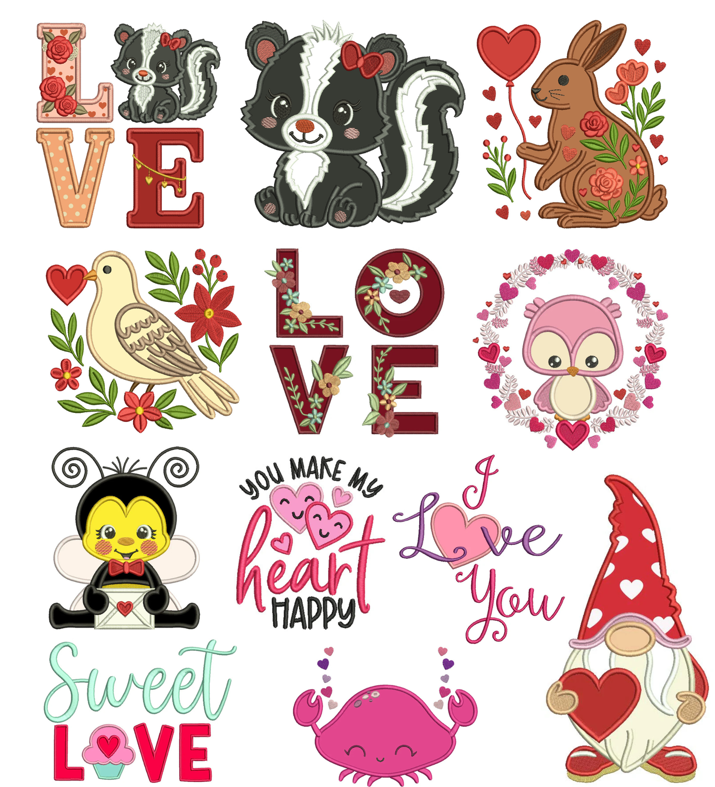 Valentine's Day Machine Embroidery Designs Set 2 – 24 Designs