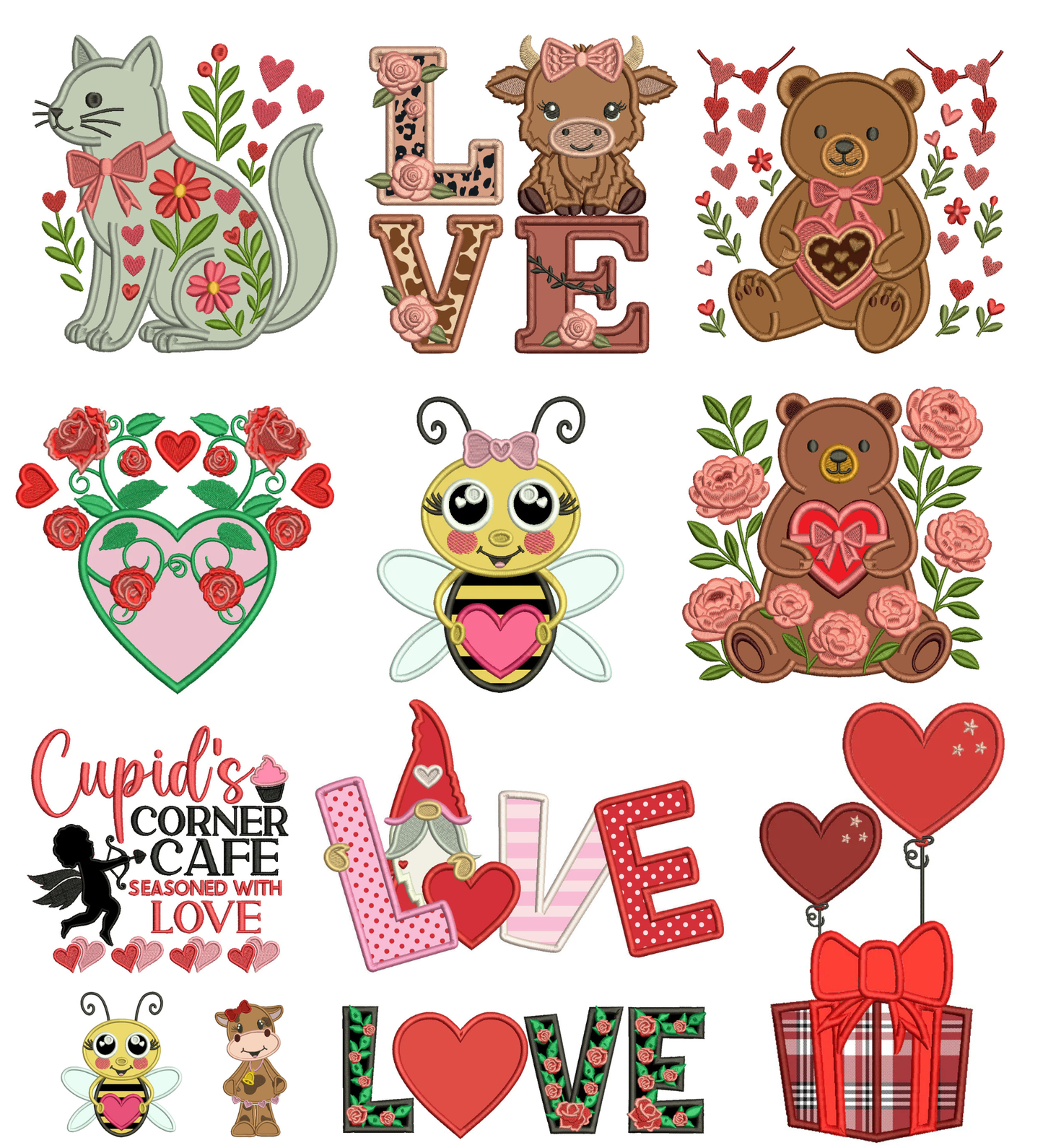 💌 Valentine’s Day Power Pack #3 – 24 Appliqué + Filled Designs!