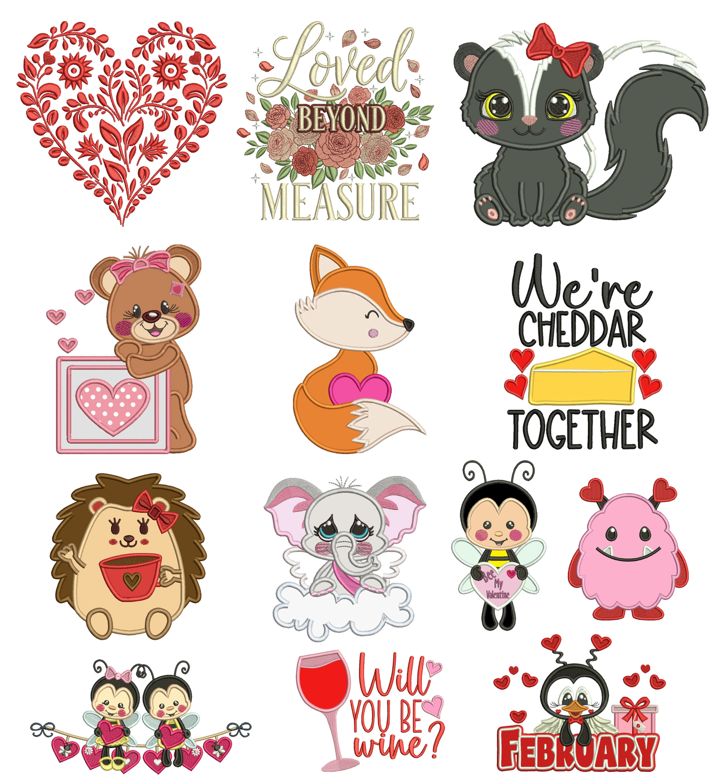 Valentine's Day Machine Embroidery Designs Set 4 – 24 Designs