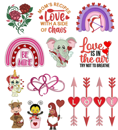 💌 Valentine’s Day Power Pack #5 – 24 Machine Embroidery Designs (Appliqué + Filled)