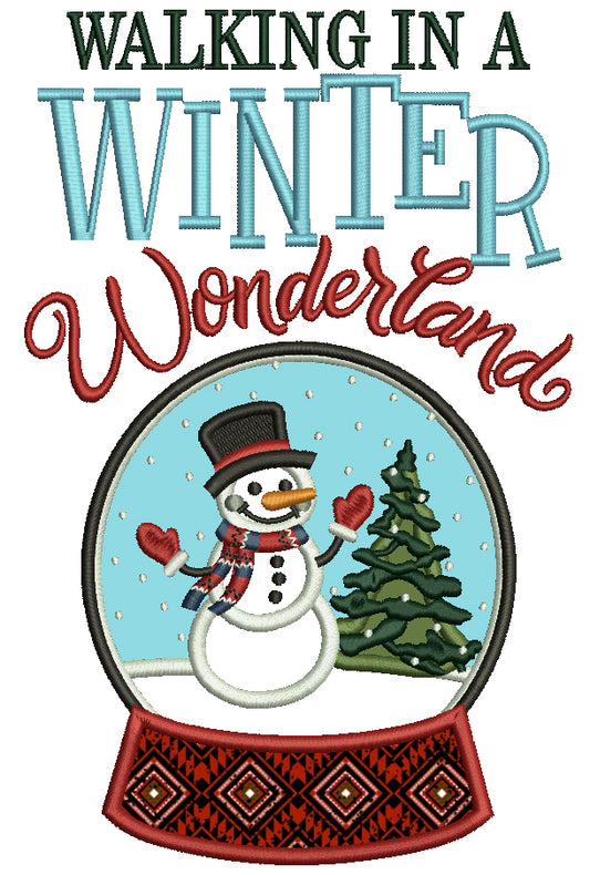 Walking In A Winter Wonderland Christmas Applique Machine Embroidery Design Digitized Pattern