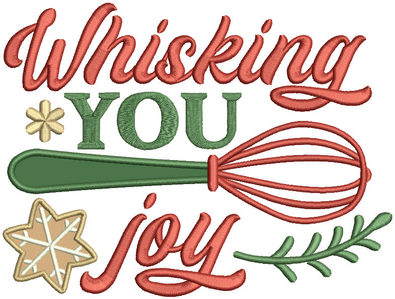 Whisking You Joy Cooking Christmas Applique Machine Embroidery Design Digitized Pattern