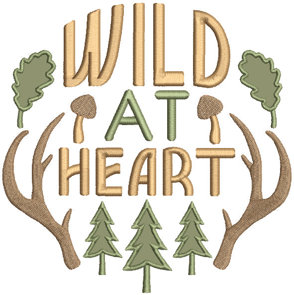 Wild At Heart Three Pine Trees Applique Machine Embroidery Design Digitized Pattern