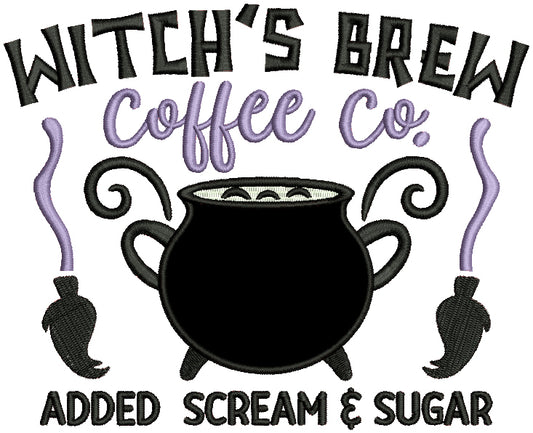 Witch's Brew Coffee Co Halloween Applique Machine Embroidery Design Digitized Pattern