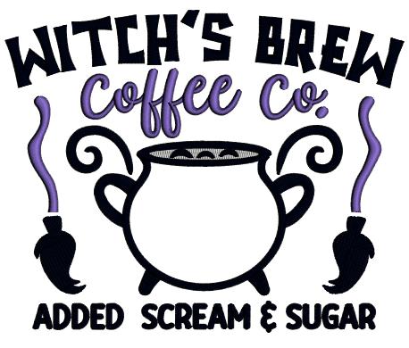 Witch's Brew Coffee Co Halloween Applique Machine Embroidery Design Digitized Pattern