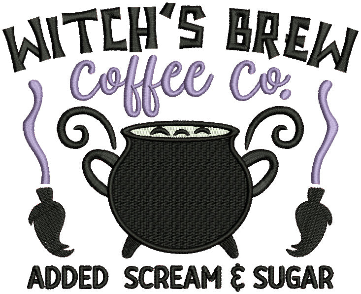 Witch's Brew Coffee Co Halloween Filled Machine Embroidery Design Digitized Pattern