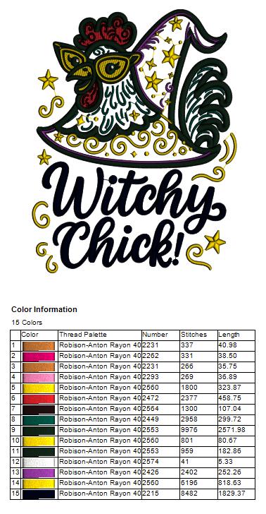 Chicken Witch Halloween Applique Machine Embroidery Design Digitized Pattern
