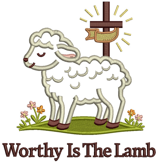 Worthy Is the Lamb Cross Easter Applique Machine Embroidery Design Digitized Pattern