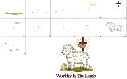 Worthy Is the Lamb Cross Easter Applique Machine Embroidery Design Digitized Pattern