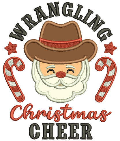 Wrangling Christmas Cheer Cowboy Santa Applique Machine Embroidery Design Digitized Pattern