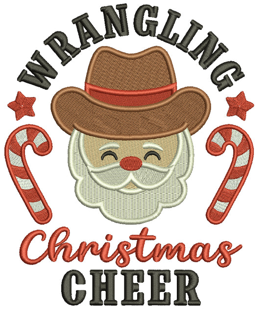 Wrangling Christmas Cheer Cowboy Santa Filled Machine Embroidery Design Digitized Pattern