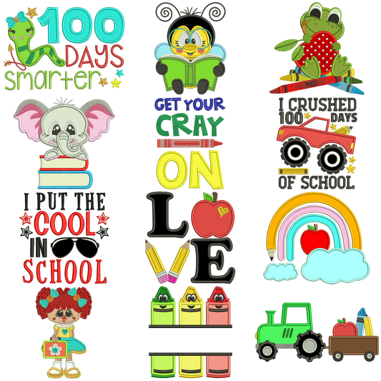 24 Back To School Machine Embroidery Design Bundle Set 2