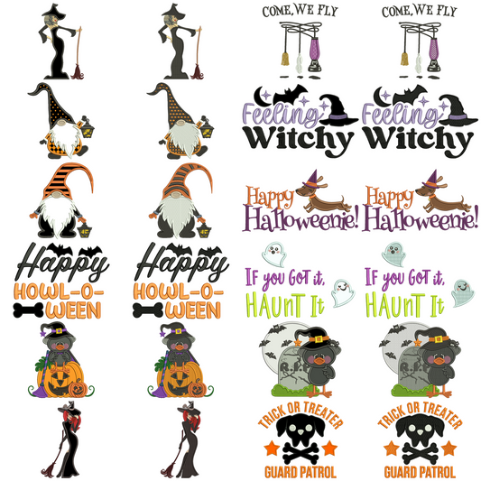 24 Halloween Embroidery Designs Value Pack Set 4 - 12 Filled and 12 Applique Instant Download Files