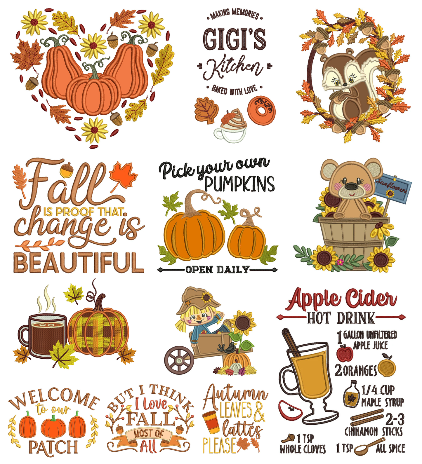 Fall Machine Embroidery Set 3 - 24 Machine Embroidery Designs