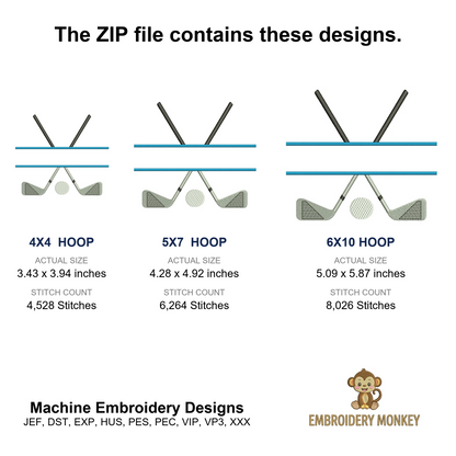 Golf Club Split Machine Embroidery Digitized Design Filled Sport Pattern - Instant Download - 4x4 , 5x7, 6x10