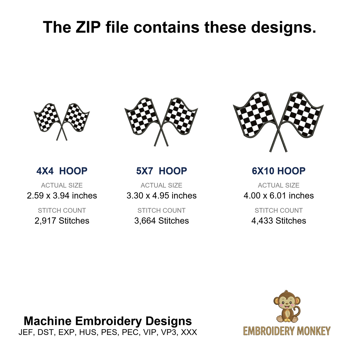 Racing Checkered Flag Applique Machine Embroidery Digitized Design Design Pattern - Instant Download - 4x4 , 5x7, and 6x10 -hoops