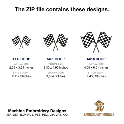 Racing Checkered Flag Applique Machine Embroidery Digitized Design Design Pattern - Instant Download - 4x4 , 5x7, and 6x10 -hoops