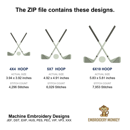 Golf Club Machine Embroidery Digitized Design Filled Sport Pattern - Instant Download - 4x4 , 5x7, 6x10