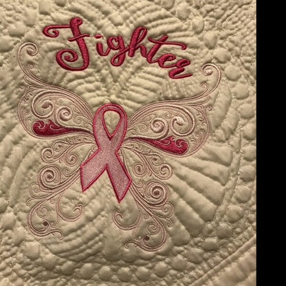 Survivor Breast Cancer Butterfly with Wings Machine Filled Embroidery Digitized Design Pattern
