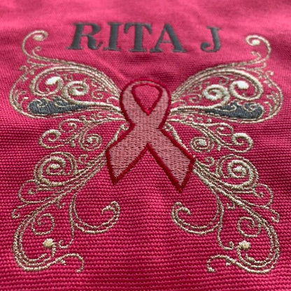 Survivor Breast Cancer Butterfly with Wings Machine Filled Embroidery Digitized Design Pattern