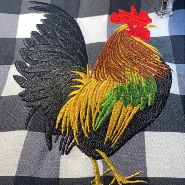 Golden Rooster Embroidery Design stitch-out