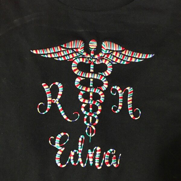 Medical Caduceus Embroidery- Instant Download Machine Embroidery Design 4x4 , 5x7, and 6x10 hoops, Nurses, Doctors, LPn