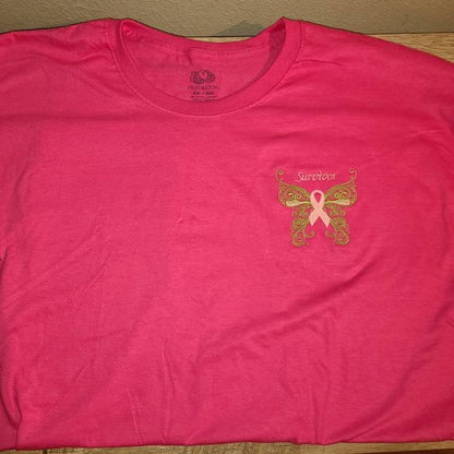 Survivor Breast Cancer Butterfly with Wings Machine Filled Embroidery Digitized Design Pattern
