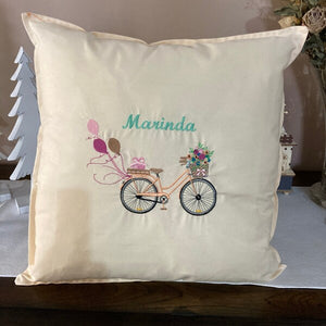 Bicycle With Flowers Machine Embroidery Design stitch-out