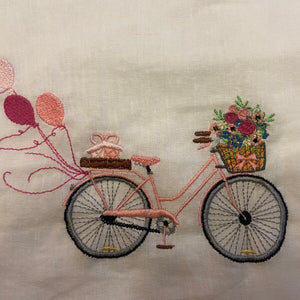 Bicycle With Flowers Machine Embroidery Design stitch-out