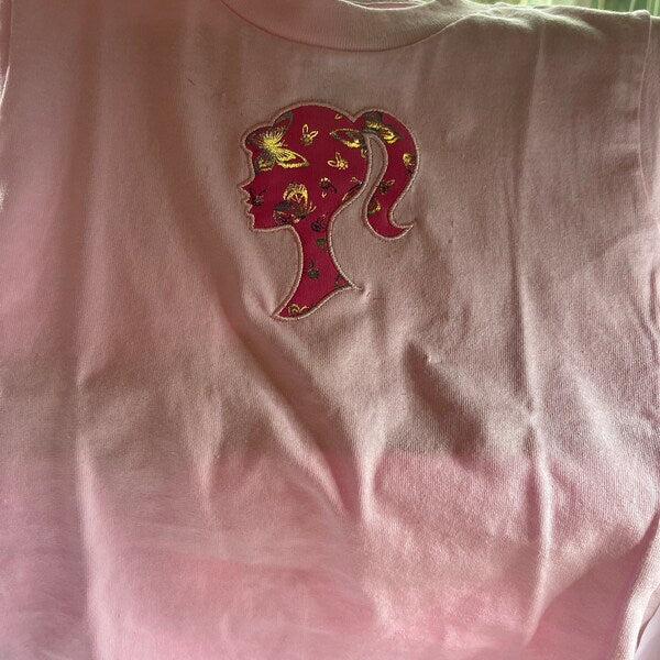 Girl Princess Head Silhouette Applique Machine Embroidery Digitized Pattern- Instant Download