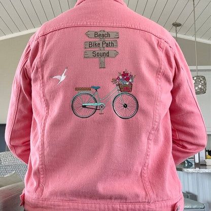 Bicycle With Flowers and Balloons Filled Machine Embroidery Digitized Design Pattern