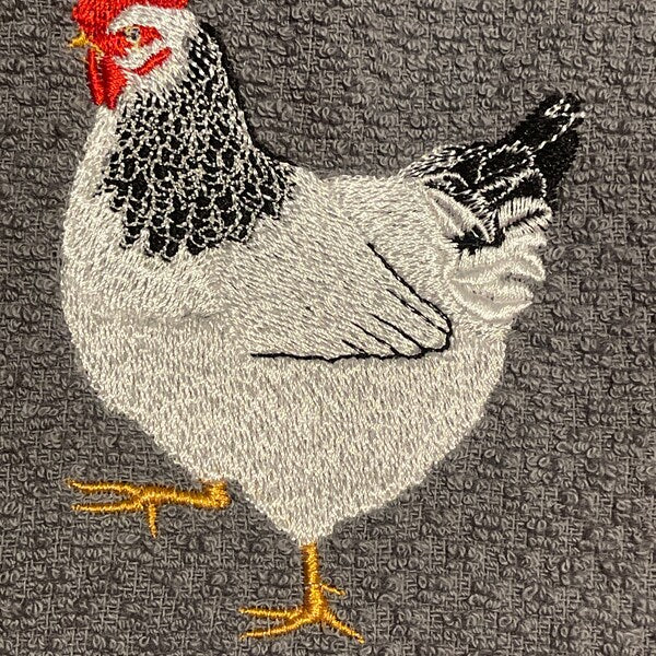 Light Sussex Hen Embroidery Design, Chicken Embroidery File, Farmhouse Hen Pattern, Filled Stitch Poultry Design, Instant Download