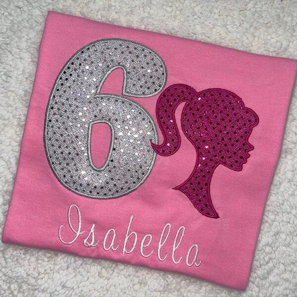 Girl Princess Head Silhouette Applique Machine Embroidery Digitized Pattern- Instant Download