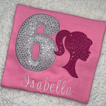 Girl Princess Head Silhouette Applique Machine Embroidery Digitized Pattern- Instant Download