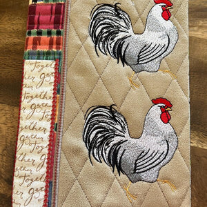 White Rooster Machine Embroidery Design stitch-out