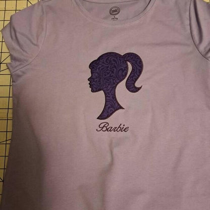 Girl Princess Head Silhouette Applique Machine Embroidery Digitized Pattern- Instant Download