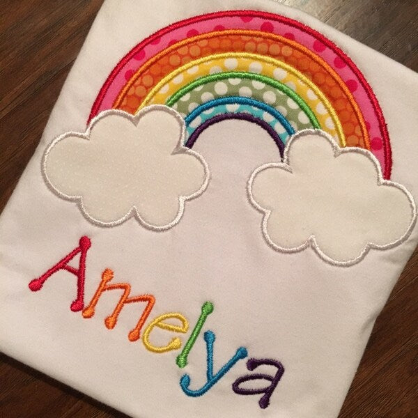 Rainbow Applique Machine Embroidery Digitized Design Pattern - Instant Download - 4x4 , 5x7, and 6x10 -hoops