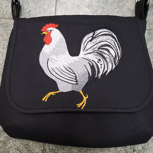 White Rooster Machine Embroidery Design stitch-out