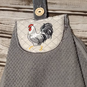 White Rooster Machine Embroidery Design stitch-out