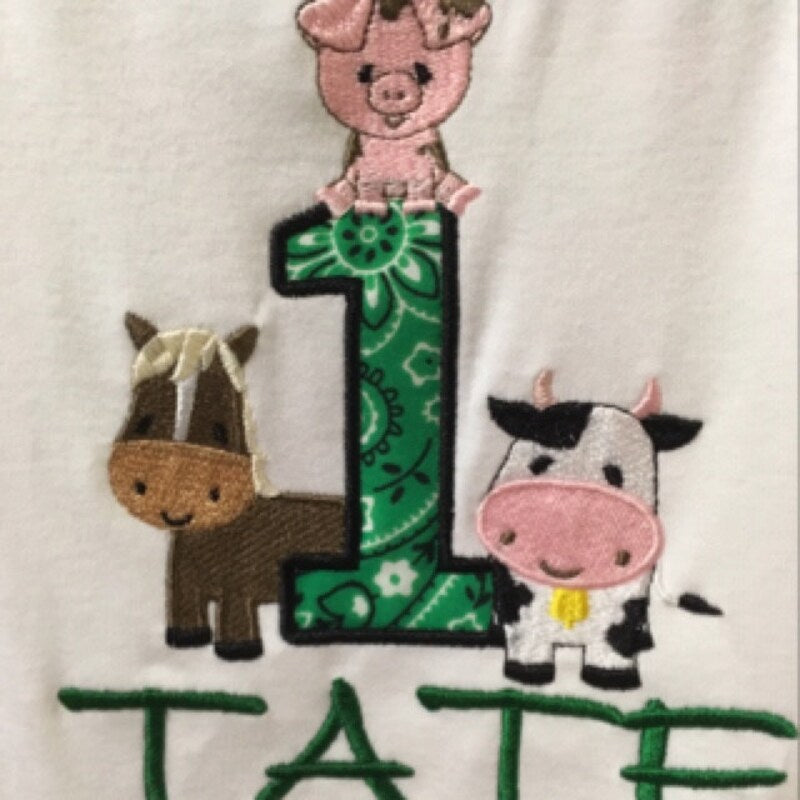 Farm Animals Bithday Number One Full Applique Machine Embroidery Design Digitized Pattern
