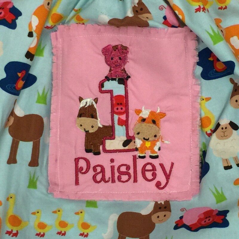 Farm Animals Bithday Number One Full Applique Machine Embroidery Design Digitized Pattern