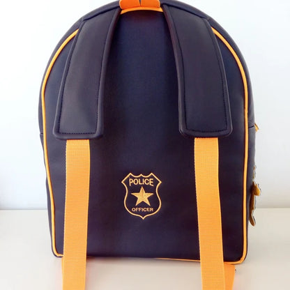 Stitch-out: Police Badge Machine Embroidery Design Embroidered on a Backpack