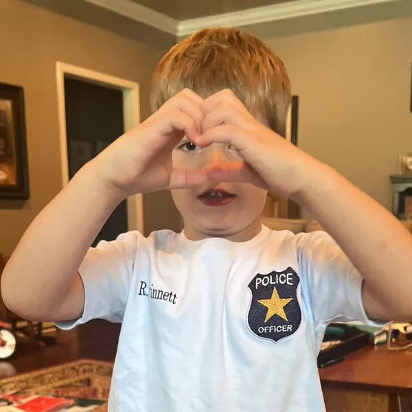 Stitch-out: Police Badge Machine Embroidery Design Embroidered on left chest and personalized with name